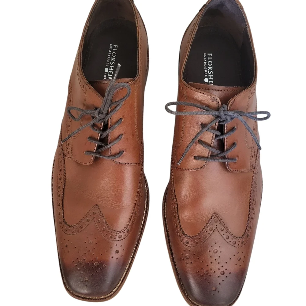 Florsheim Brown Leather Oxfords Classic Castellano Design - 11 1/2